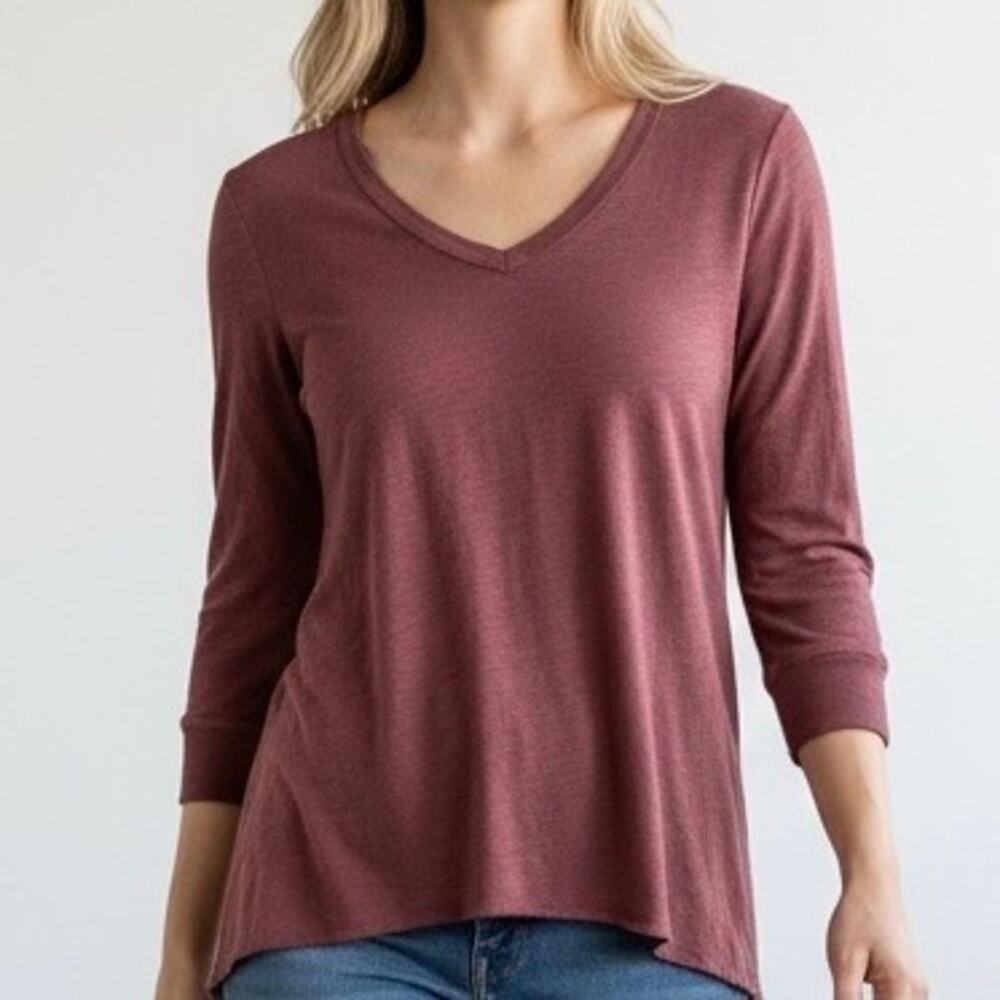 WILT Tunic XS High Low Tee Dusty Rose Asymmetrical Lagenlook Minimalist